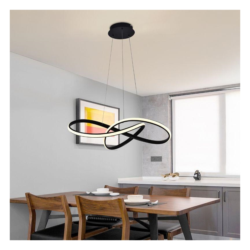 LED Dimbare hanglamp aan kabel LED/70W/230V 3000-6500K Ø 60 cm zwart + afstandsbediening