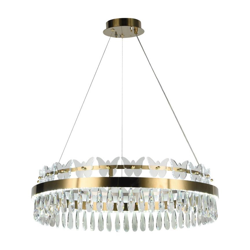LED dimbare kristallen hanglamp aan kabel LED/80W/230V 3000-6500K goud + afstandsbediening
