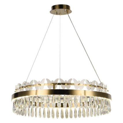 LED dimbare kristallen hanglamp aan kabel LED/80W/230V 3000-6500K goud + afstandsbediening