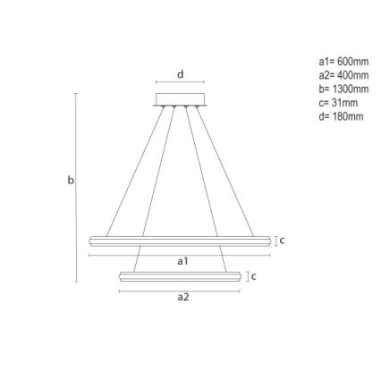 Dimbare LED-hanglamp aan kabel LED/90W/230V 3000-6500K Ø 60 cm + afstandsbediening