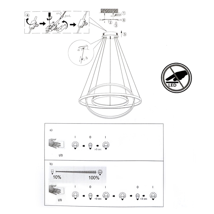 Leuchten Direkt 11526-55 - LED dimbare hanglamp aan kabel CIRCLE LED/13,5W/230V + LED/19,5W + LED/24W