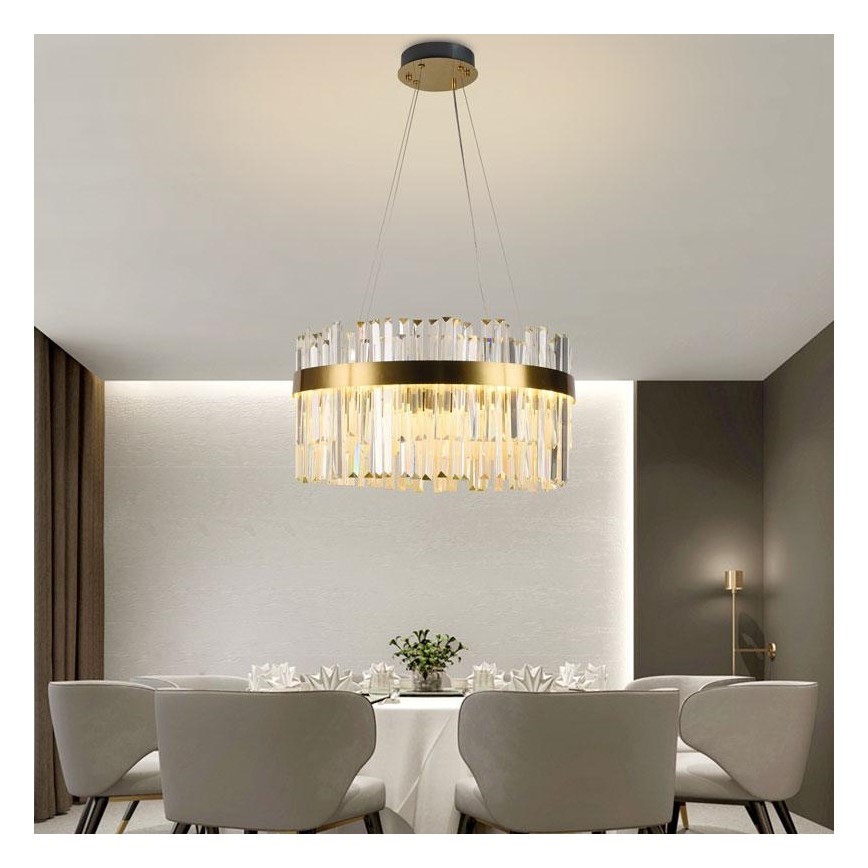 LED dimbare kristallen hanglamp aan kabel LED/70W/230V 3000-6500K goud + afstandsbediening