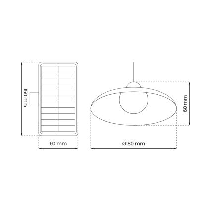 LED Dimbare hanglamp op zonne-energie mer schemer sensor LED/6W/3,7V 800 mAh IP44 + afstandsbediening