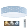 LED Dimbare Kinderplafondlamp SMART GALAXY KIDS LED/24W/230V 3000-6500K Sterretjes Blauw/Wit + Afstandsbediening