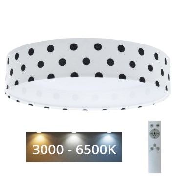 LED Dimbare Kinderplafondlamp SMART GALAXY KIDS LED/24W/230V 3000-6500K stippen wit/zwart + afstandsbediening
