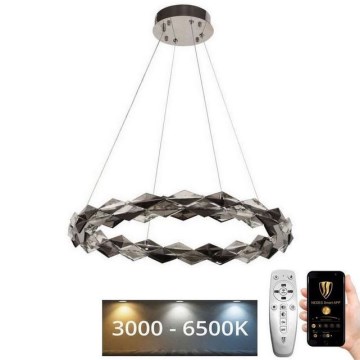 LED Dimbare kristallen hanglamp aan een snoer LED/40W/230V 3000-6500K glanzend chroom + afstandsbediening