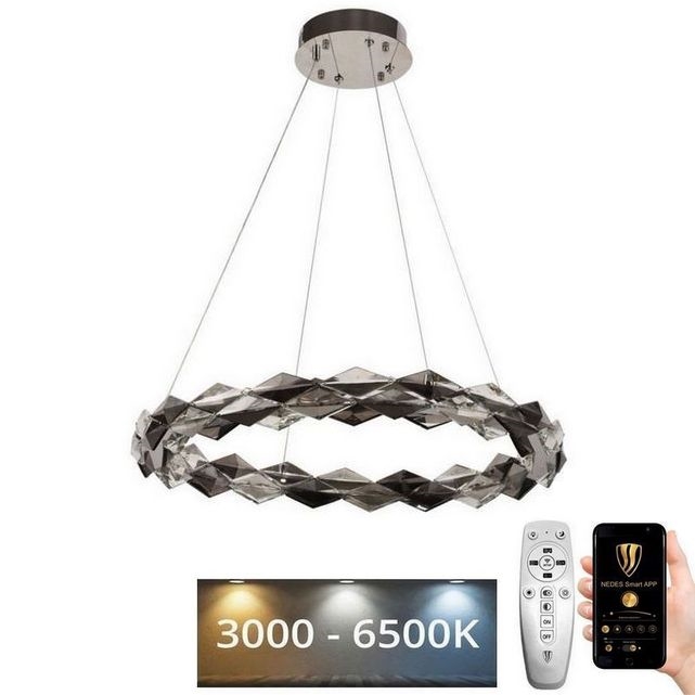 LED Dimbare kristallen hanglamp aan een snoer LED/40W/230V 3000-6500K glanzend chroom + afstandsbediening