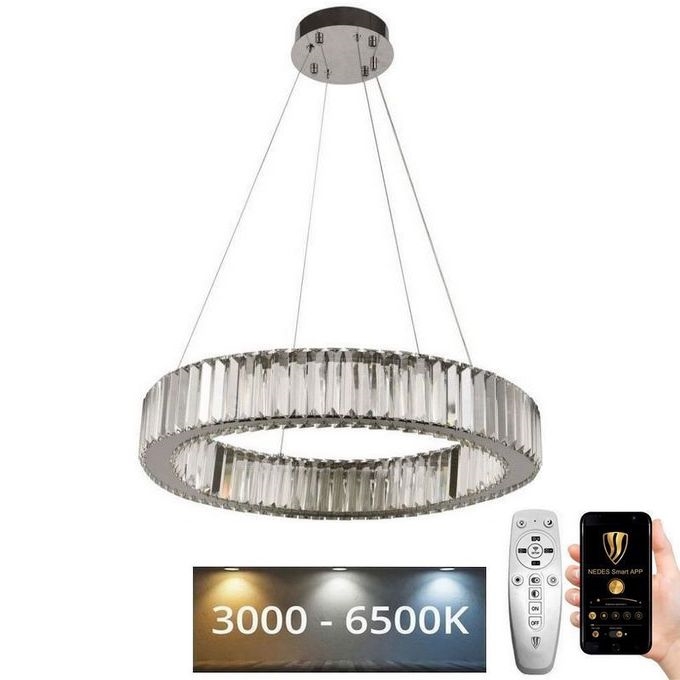 LED Dimbare kristallen hanglamp aan een snoer LED/40W/230V 3000-6500K glanzend chroom + afstandsbediening
