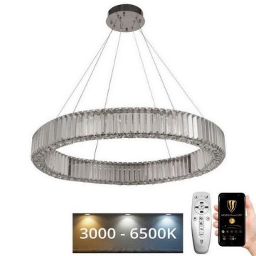 LED Dimbare kristallen hanglamp aan een snoer LED/50W/230V 3000-6500K glanzend chroom + afstandsbediening