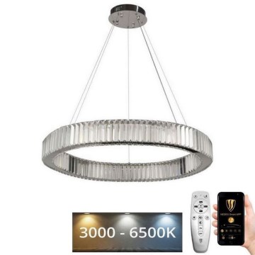LED Dimbare kristallen hanglamp aan een snoer LED/50W/230V 3000-6500K glanzend chroom + afstandsbediening