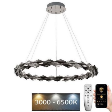 LED Dimbare kristallen hanglamp aan een snoer LED/55W/230V 3000-6500K glanzend chroom + afstandsbediening