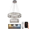 LED Dimbare kristallen hanglamp aan een snoer LED/65W/230V 3000-6500K glanzend chroom + afstandsbediening