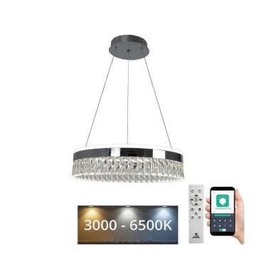 LED Dimbare kristallen hanglamp aan een snoer LED/90W/230V 3000-6500K glanzend chroom + afstandsbediening