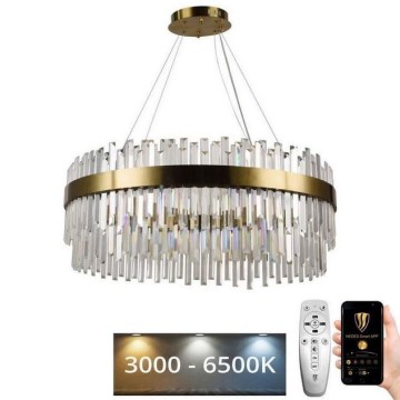 LED dimbare kristallen hanglamp aan kabel LED/110W/230V 3000-6500K goud + afstandsbediening