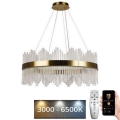 LED dimbare kristallen hanglamp aan kabel LED/110W/230V 3000-6500K goud + afstandsbediening