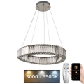 LED dimbare kristallen hanglamp aan kabel LED/40W/230V 3000-6500K glanzend chroom + afstandsbediening