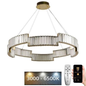 LED dimbare kristallen hanglamp aan kabel LED/60W/230V 3000-6500K goud + afstandsbediening
