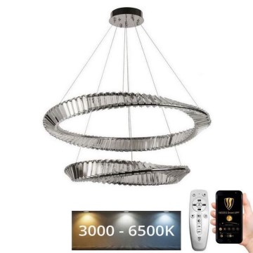 LED dimbare kristallen hanglamp aan kabel LED/90W/230V 3000-6500K glanzend chroom + afstandsbediening
