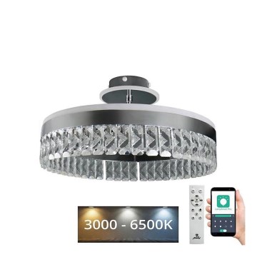 LED Dimbare kristallen hanglamp LED/75W/230V 3000-6500K mat chroom + afstandsbediening