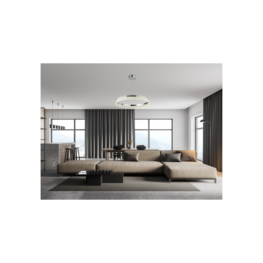 LED dimbare kristallen kroonluchter aan staalkabel THALIA LED/55W/230V 3000-6000K Ø 80 cm + afstandsbediening