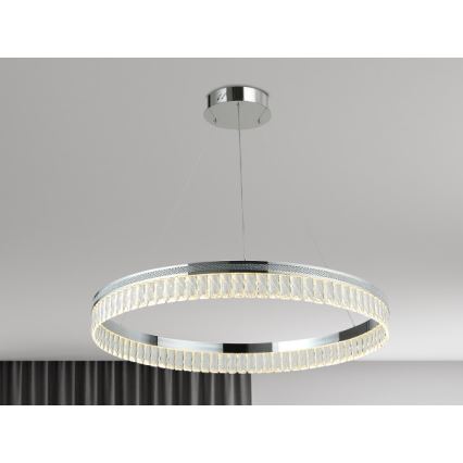 LED dimbare kristallen kroonluchter aan staalkabel THALIA LED/55W/230V 3000-6000K Ø 80 cm + afstandsbediening