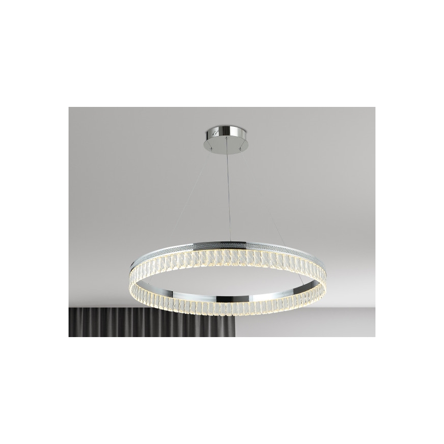 LED dimbare kristallen kroonluchter aan staalkabel THALIA LED/55W/230V 3000-6000K Ø 80 cm + afstandsbediening