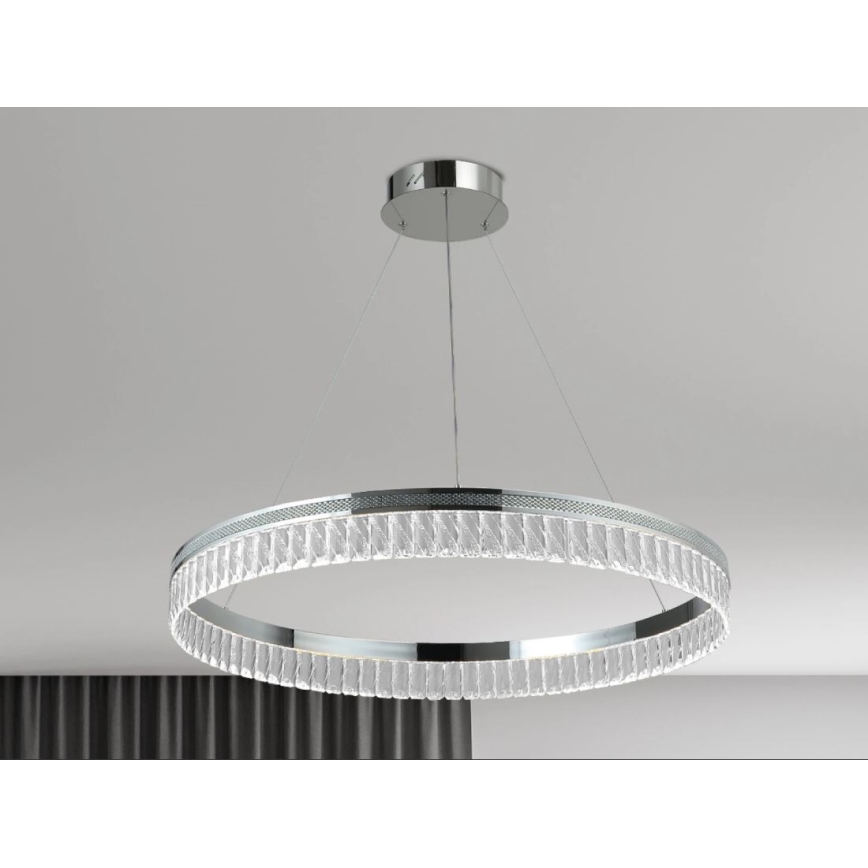 LED dimbare kristallen kroonluchter aan staalkabel THALIA LED/55W/230V 3000-6000K Ø 80 cm + afstandsbediening