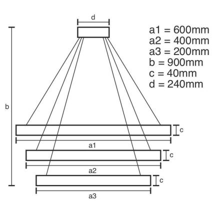 LED Dimbare kroonluchter aan een snoer LED/85W/230V 3000-6500K + afstandsbediening