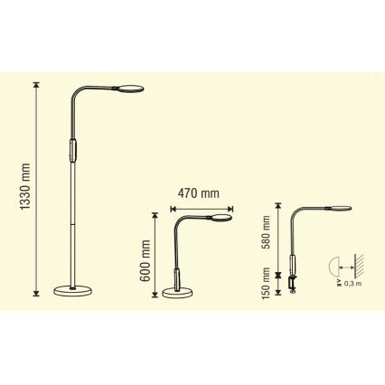 LED Dimbare touchlamp 3in1 LED/12W/230V zwart CRI 90 + afstandsbediening