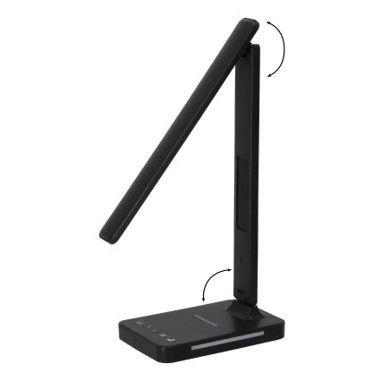 LED dimbare tafel lamp met draadloos opladen QI, scherm en USB-poort LED/7W/230V 3000-6000K zwart