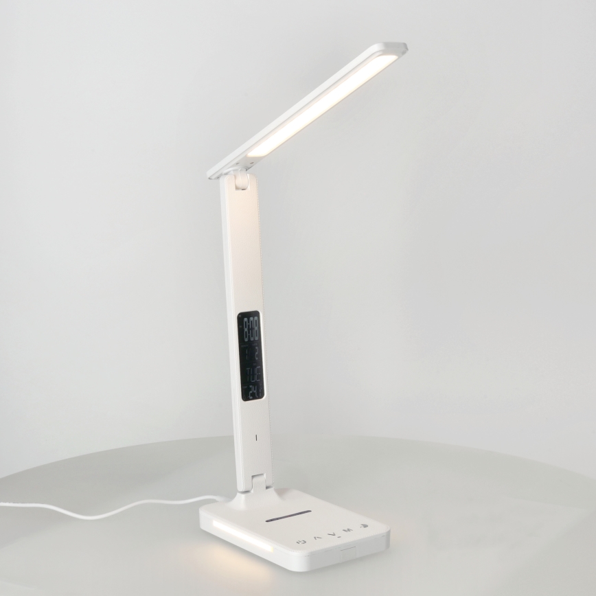 LED dimbare tafel lamp met draadloos opladen QI, scherm en USB-poort LED/7W/230V 3000-6000K wit