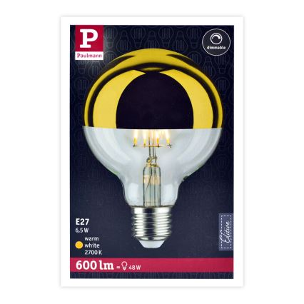 LED dimbare lamp met spiegelbol GLOBE G95 E27/6,5W/230V 2700K goud - Paulmann 28675