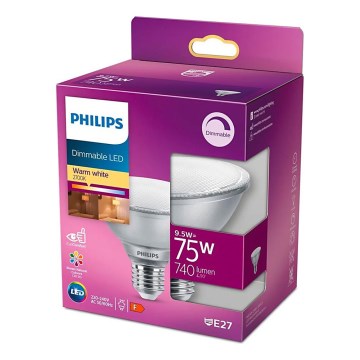 LED-dimbare lamp Philips E27/9,5W/230V 2700K