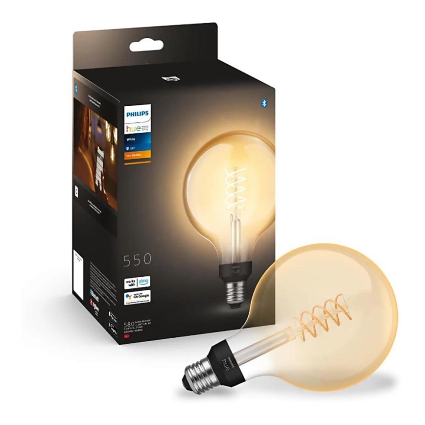 LED Dimbare lamp Philips Hue WHITE FILAMENT G125 E27/7W/230V 2100K