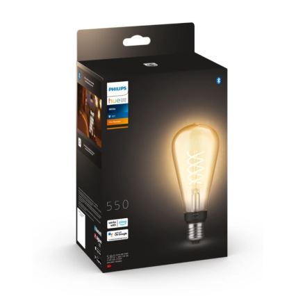 LED Dimbare lamp Philips Hue WHITE FILAMENT ST72 E27/7W/230V 2100K