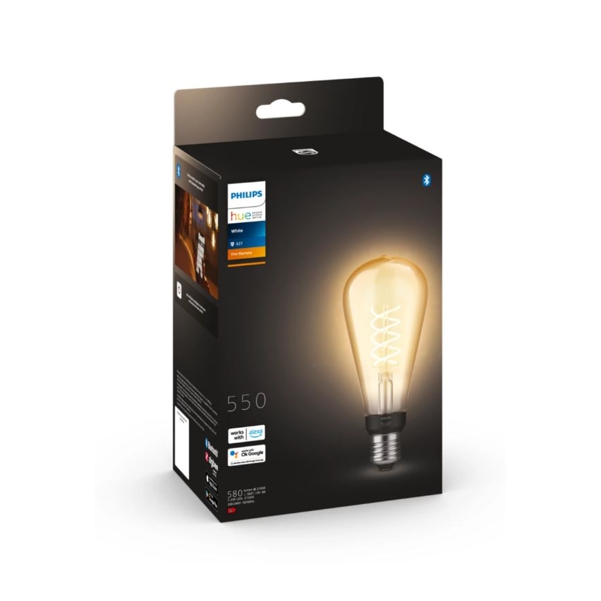LED Dimbare lamp Philips Hue WHITE FILAMENT ST72 E27/7W/230V 2100K