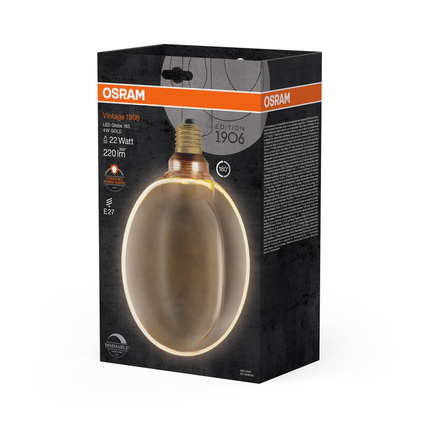 LED dimbare lamp VINTAGE E27/4W/230V 1800K goud - Osram