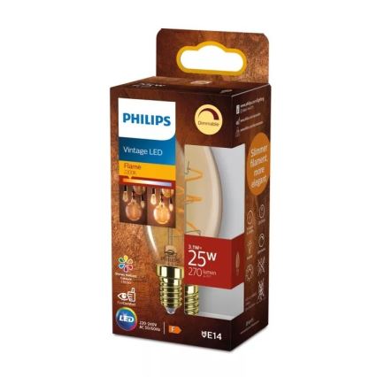 LED Dimbare gloeilamp VINTAGE Philips B35 E14/3,1W/230V 2200K CRI 90