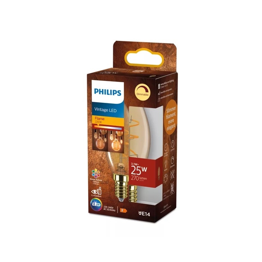 LED Dimbare gloeilamp VINTAGE Philips B35 E14/3,1W/230V 2200K CRI 90