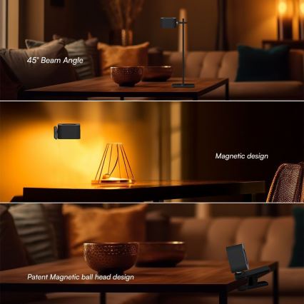 LED Dimbare magnetische oplaadbare bureaulamp 4-in-1 LED/3W/5V 3000-6000K 1800 mAh zwart