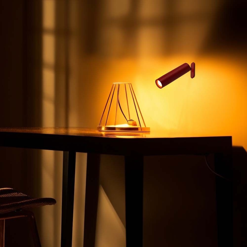 LED Dimbare magnetische oplaadbare bureaulamp 3-in-1 LED/3W/5V 4000K 1500 mAh rood