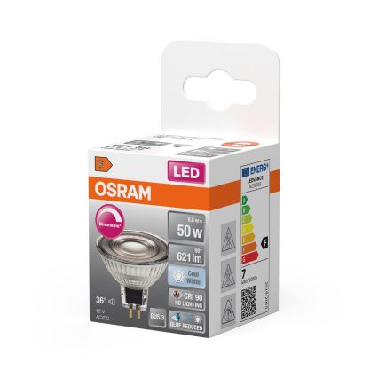 LED-dimbare reflectorlamp MR16 GU5,3/6,8W/12V 4000K 36° CRI 90 - Osram