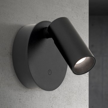 LED dimbare oplaadbare aanraakgevoelige wandspot LUXY LED/1W/5V 2200 mAh 2700/3000/4000K zwart