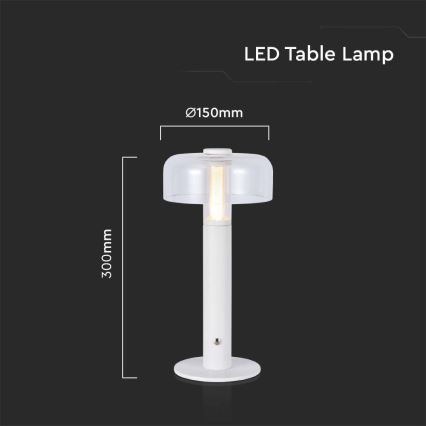LED Dimbare Oplaadbare Touch Tafellamp LED/1W/5V 3000K 1800 mAh wit