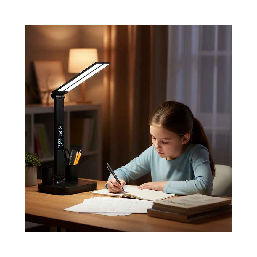 Dimbare oplaadbare LED-tafellamp NOBLITE P LED/5W/5V 3000/4000/6000K 2200 mAh zwart