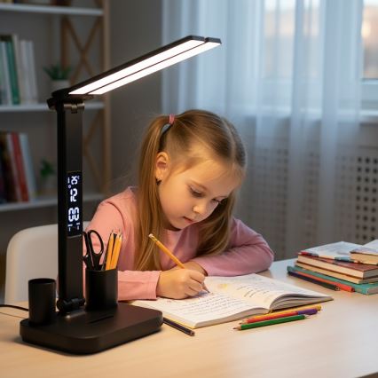 Dimbare oplaadbare LED-tafellamp NOBLITE P LED/5W/5V 3000/4000/6000K 2200 mAh zwart