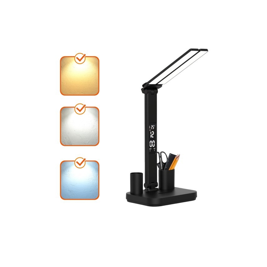 Dimbare oplaadbare LED-tafellamp NOBLITE P LED/5W/5V 3000/4000/6000K 2200 mAh zwart