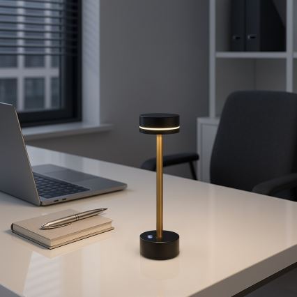 LED dimbare oplaadbare bureaulamp SAM LED/5W/5V 3600 mAh zwart/goud