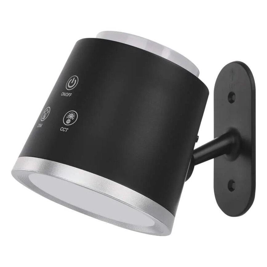 LED Dimbare oplaadbare tafellamp 4in1 LED/6W/3,7V 3000K/4000K/6500K 1500mAh zwart