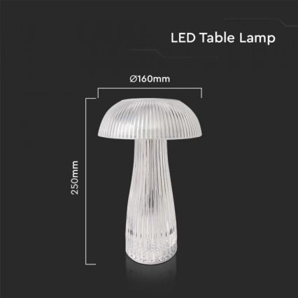 LED Dimbare oplaadbare touch tafellamp LED/1W/5V 3000-6000K 1800 mAh doorzichtig